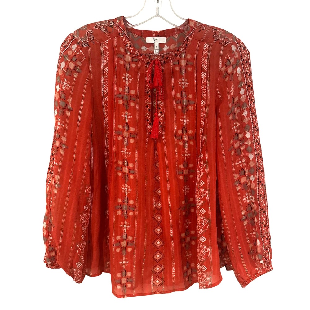 Joie Silk Peasant Boho Blouse Women's‎ Small Burnt Orange Career Hippie Dainty